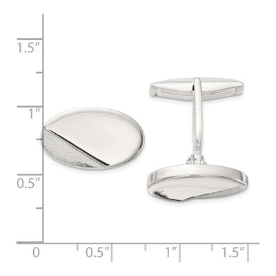 Men's Sterling Silver Oval Cuff Links – view 3