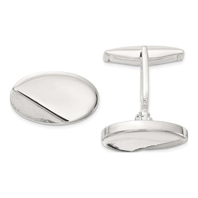 Men's Sterling Silver Oval Cuff Links