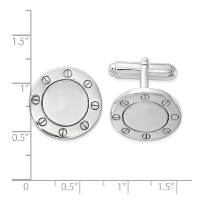Sterling Silver Polished Circle Cuff Links – view 3