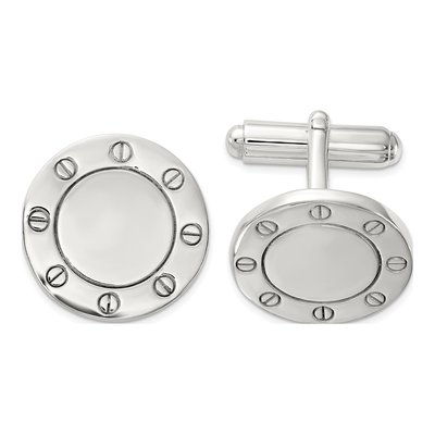 Sterling Silver Polished Circle Cuff Links