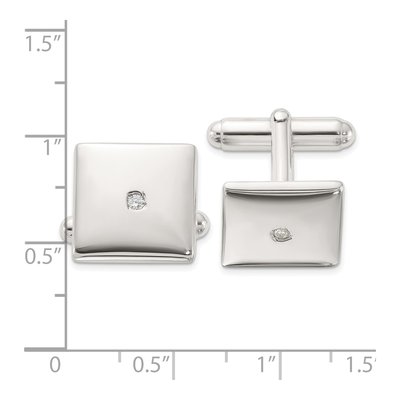 Men's Sterling Silver CZ Square Cuff Links – view 3