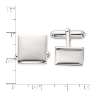 Sterling Silver Rhodium-Plated Polished Square Cuff Links – view 3