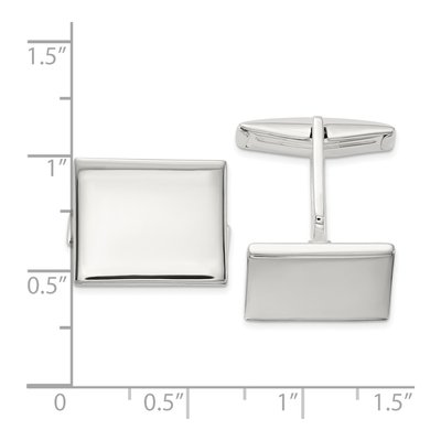 Men's Sterling Silver Polished Rectangle Cuff Links – view 3