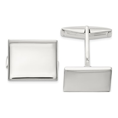Men's Sterling Silver Polished Rectangle Cuff Links