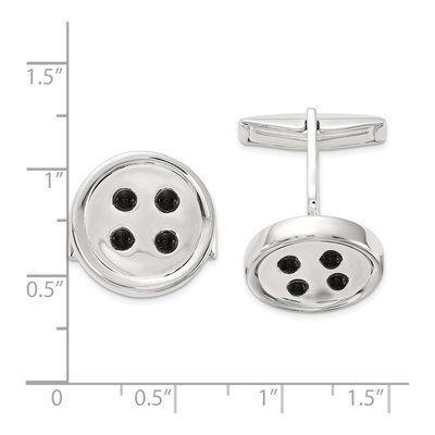 Men's Sterling Silver Onyx Button Cuff Links – view 3