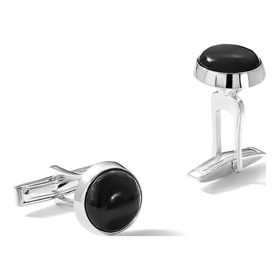 Men's Sterling Silver Onyx Cuff Links – view 4