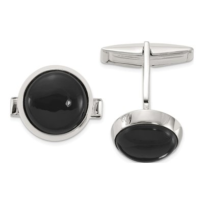 Men's Sterling Silver Onyx Cuff Links
