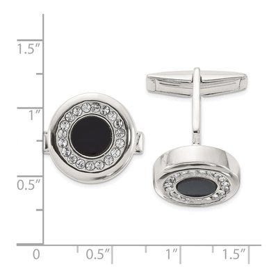 Men's Sterling Silver Onyx & Crystal Cuff Links – view 3