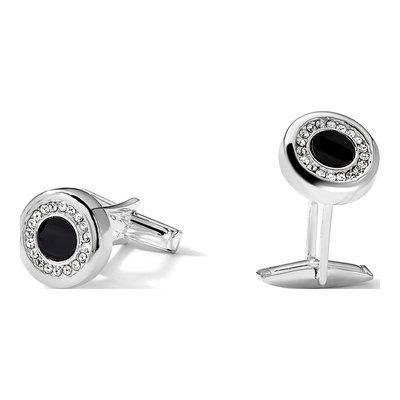 Men's Sterling Silver Onyx & Crystal Cuff Links – view 4