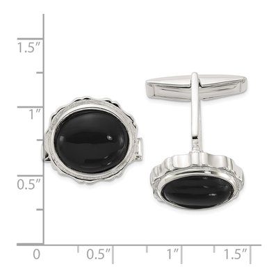 Men's Sterling Silver Onyx Cuff Links – view 3