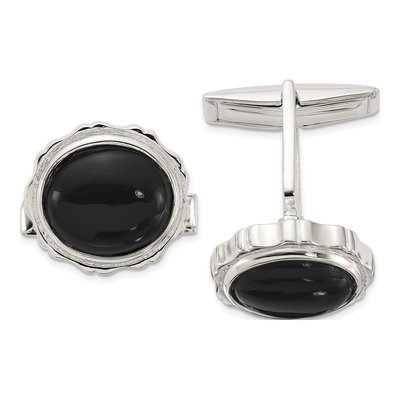 Men's Sterling Silver Onyx Cuff Links