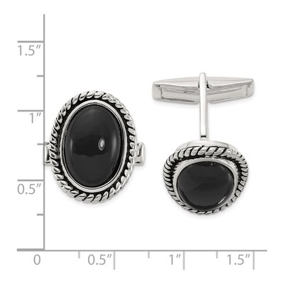 Men's Sterling Silver Onyx Cuff Links – view 3