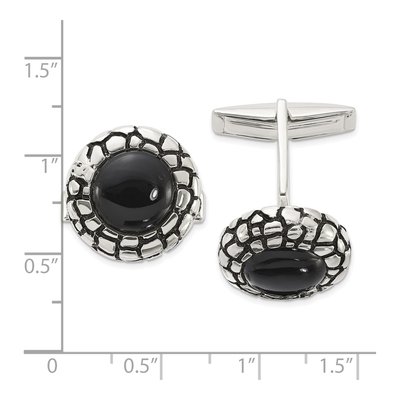 Men's Sterling Silver Onyx Cuff Links – view 3