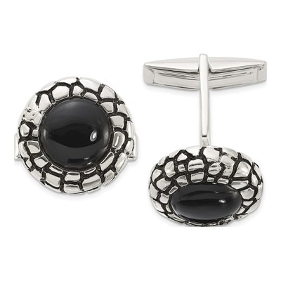 Men's Sterling Silver Onyx Cuff Links
