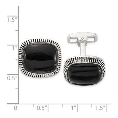 Men's Sterling Silver Onyx Cuff Links – view 3