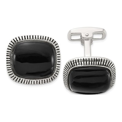 Men's Sterling Silver Onyx Cuff Links