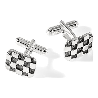Men's Sterling Silver Checkerboard Cuff Links – view 4