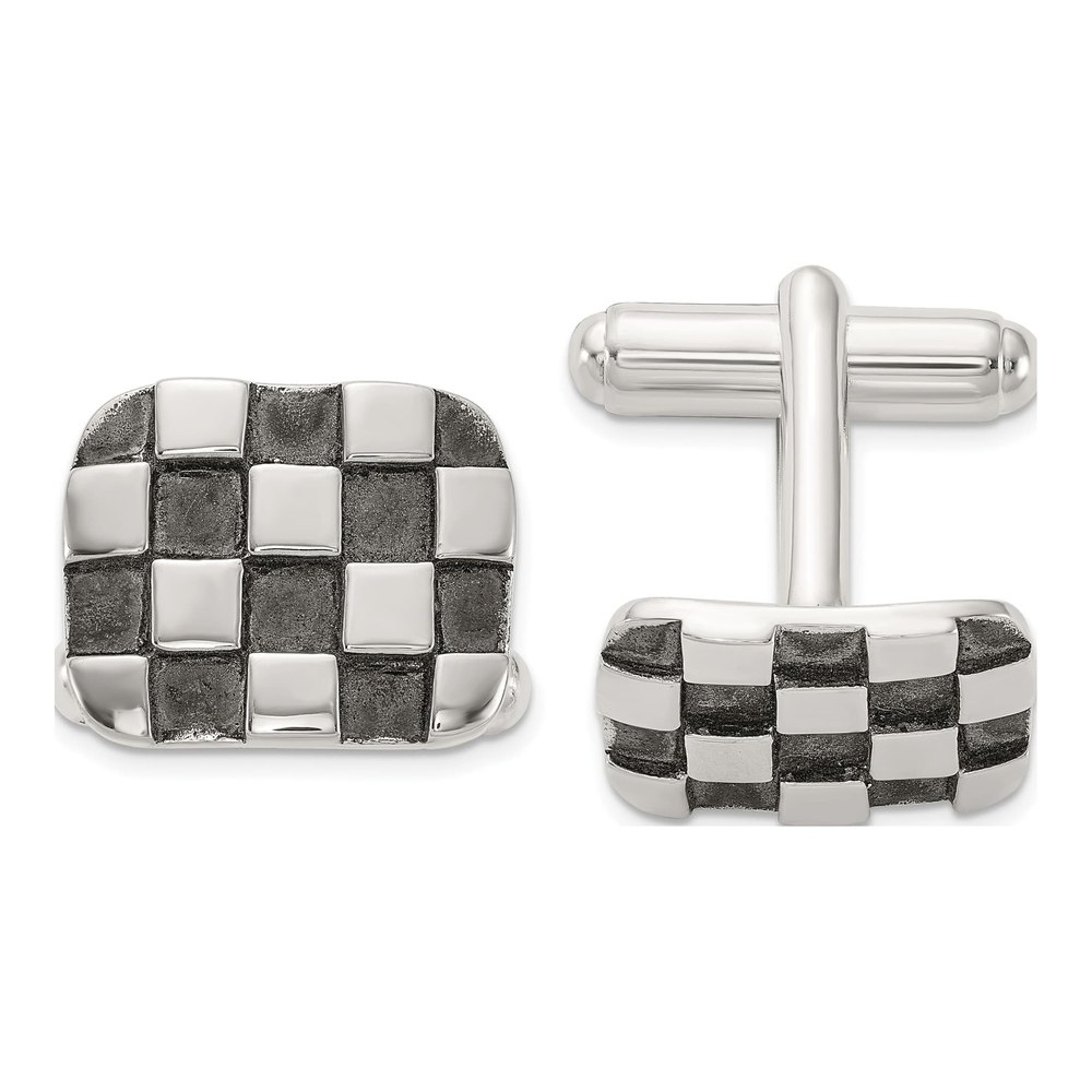 Men's Sterling Silver Checkerboard Cuff Links