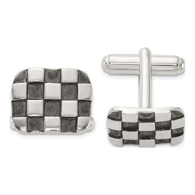 Men's Sterling Silver Checkerboard Cuff Links