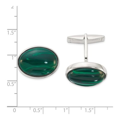 Sterling Silver Malachite Oval Cuff Links, Men's – view 3