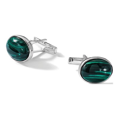 Sterling Silver Malachite Oval Cuff Links, Men's – view 4