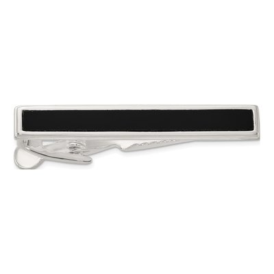 Men's Sterling Silver Onyx Tie Bar