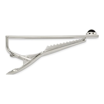 Sterling Silver Onyx Dot Tie Bar for Men – view 3