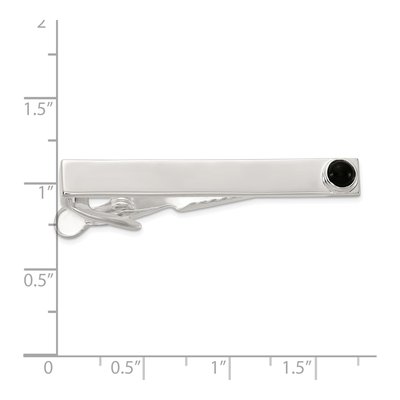 Sterling Silver Onyx Dot Tie Bar for Men – view 4