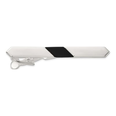 Men's Sterling Silver Onyx Tie Bar