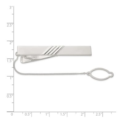 Men's Sterling Silver Polished Tie Bar with Chain – view 4