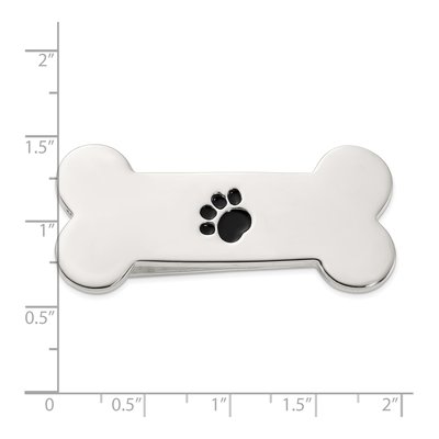 Sterling Silver Dog Bone Paw Print Money Clip – view 4