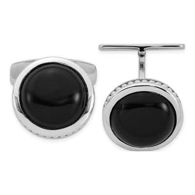 Men's Sterling Silver Black Onyx Cuff Links