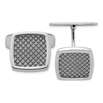 Men's Sterling Silver Checkered Cuff Links