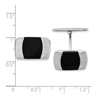 Men's Sterling Silver Black Resin Cuff Links – view 3
