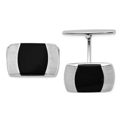 Men's Sterling Silver Black Resin Cuff Links