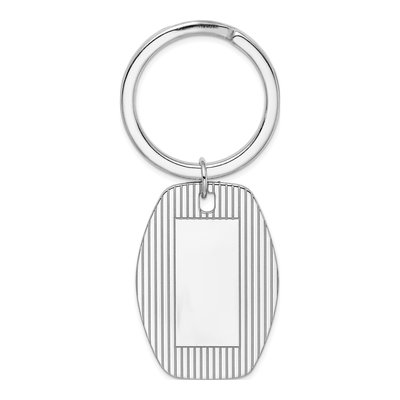 Sterling Silver Rhodium Key Chain, Engravable