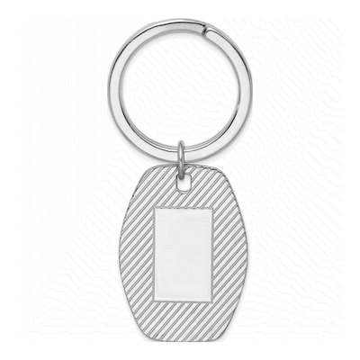Sterling Silver Rhodium-Plated Key Chain, Engravable