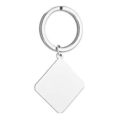 Sterling Silver Rhodium-Plated Key Chain, Engravable