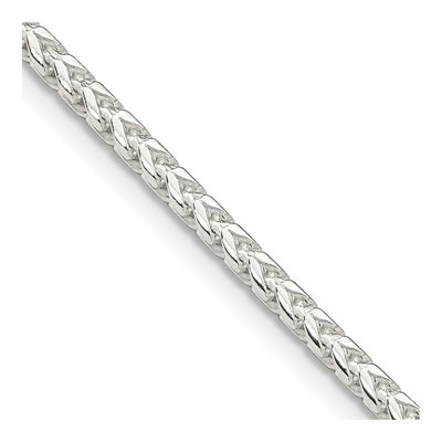 Sterling Silver 2.55mm Diamond-Cut Square Franco Chain