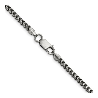 Sterling Silver 3.1mm Diamond-Cut Antiqued Square Franco Chain – view 3