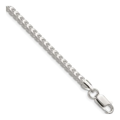 Sterling Silver 3.5mm Diamond-Cut Square Franco Chain Bracelet
