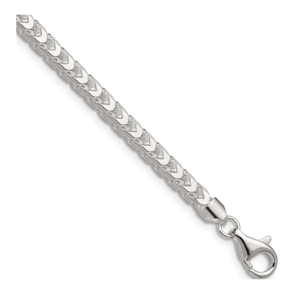 24 Inch Sterling Silver 4mm Diamond-Cut Square Franco Chain Necklace with Lobster Clasp