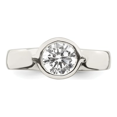 Sterling Silver CZ Bezel Ring – view 6
