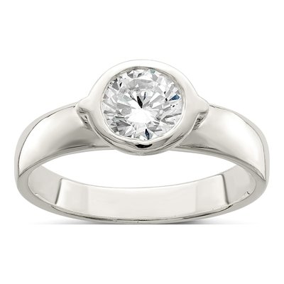 Sterling Silver CZ Bezel Ring