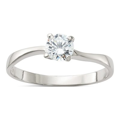 Sterling Silver CZ Engagement Ring