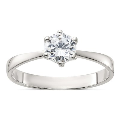 Sterling Silver CZ Engagement Ring