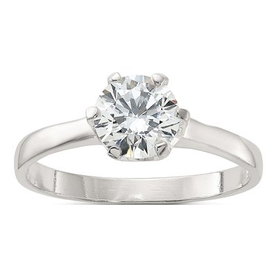 Sterling Silver CZ Round Engagement Ring