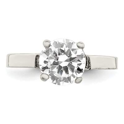 Sterling Silver CZ Round Solitaire Engagement Ring – view 6