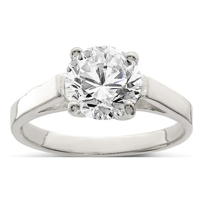 Sterling Silver CZ Round Solitaire Engagement Ring