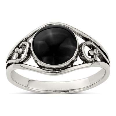 Sterling Silver Agate Antiqued Filigree Ring